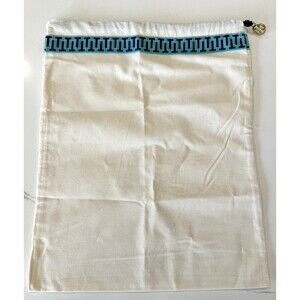 New Authentic Tory Burch Logo Drawstring Canvas Dust Bag Shoes Belt Purse 15x12